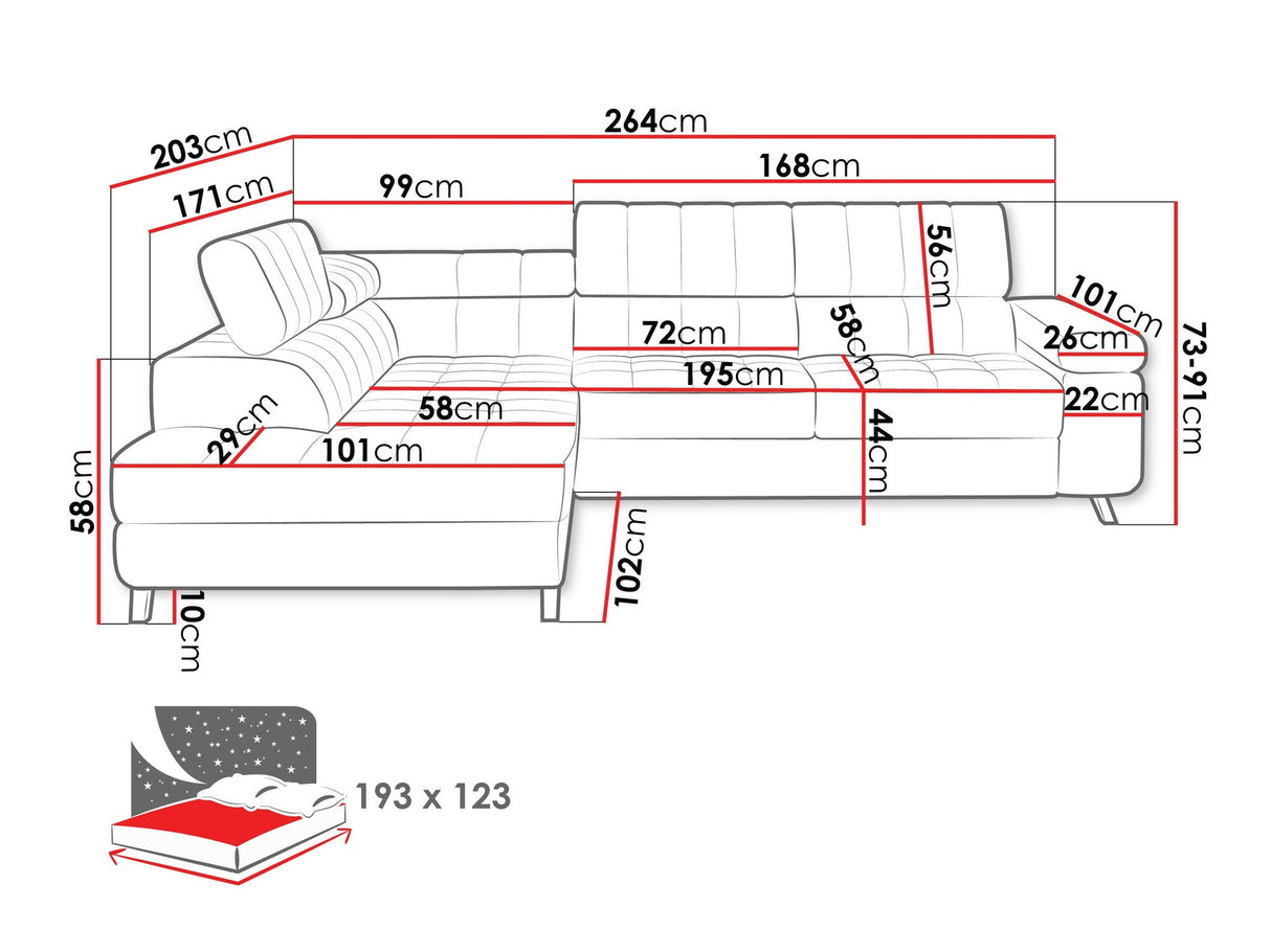Sarokkanapé Nemrd (Elsie), Szín: Coral 45, Változatok: Jobbos