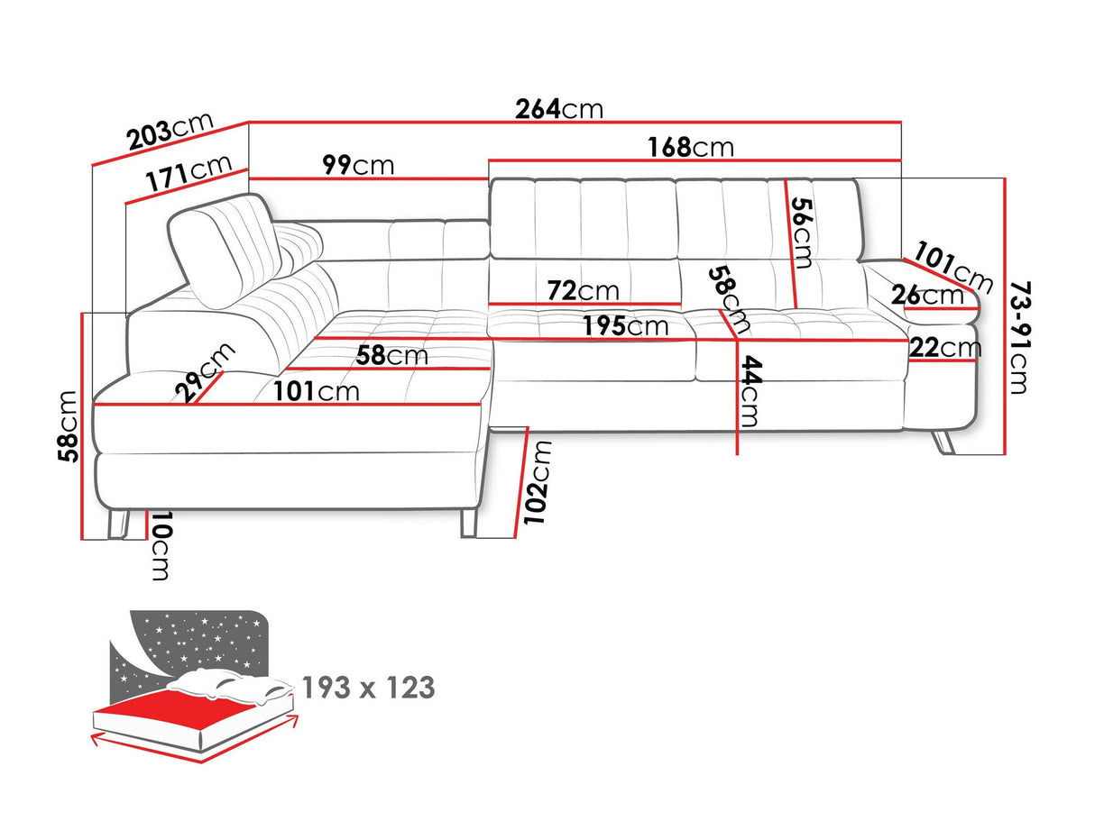 Sarokkanapé Nemrd (Elsie), Szín: Coral 65, Változatok: Balos