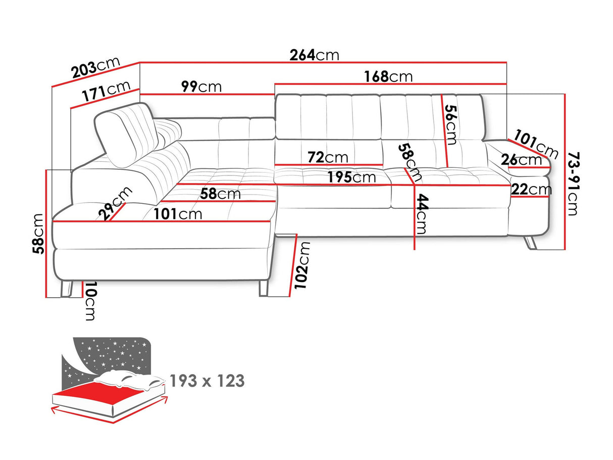 Sarokkanapé Nemrd (Elsie), Szín: Clara 215.02, Változatok: Jobbos