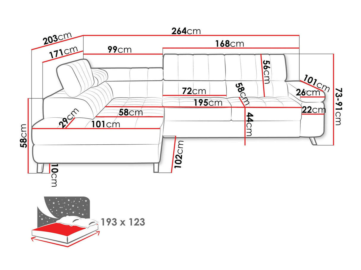 Sarokkanapé Nemrd (Elsie), Szín: Flow 06, Változatok: Balos