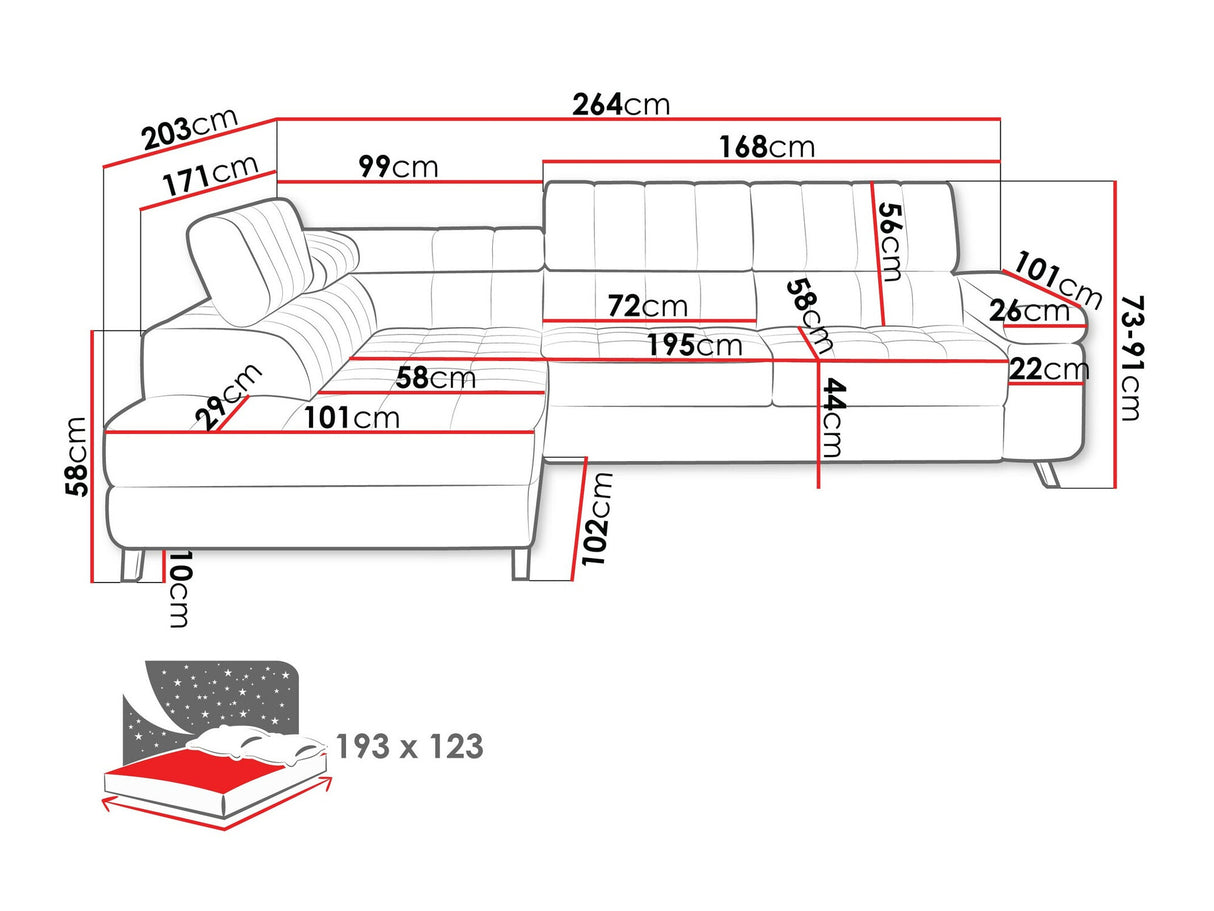 Sarokkanapé Nemrd (Elsie), Szín: Matana 17, Változatok: Jobbos