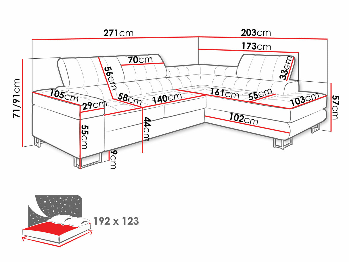 Sarokkanapé Laris (Wales), Szín: Magic Velvet 2227, Változatok: Balos