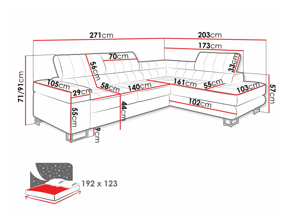 Sarokkanapé Laris (Wales), Szín: Wave 05, Változatok: Balos