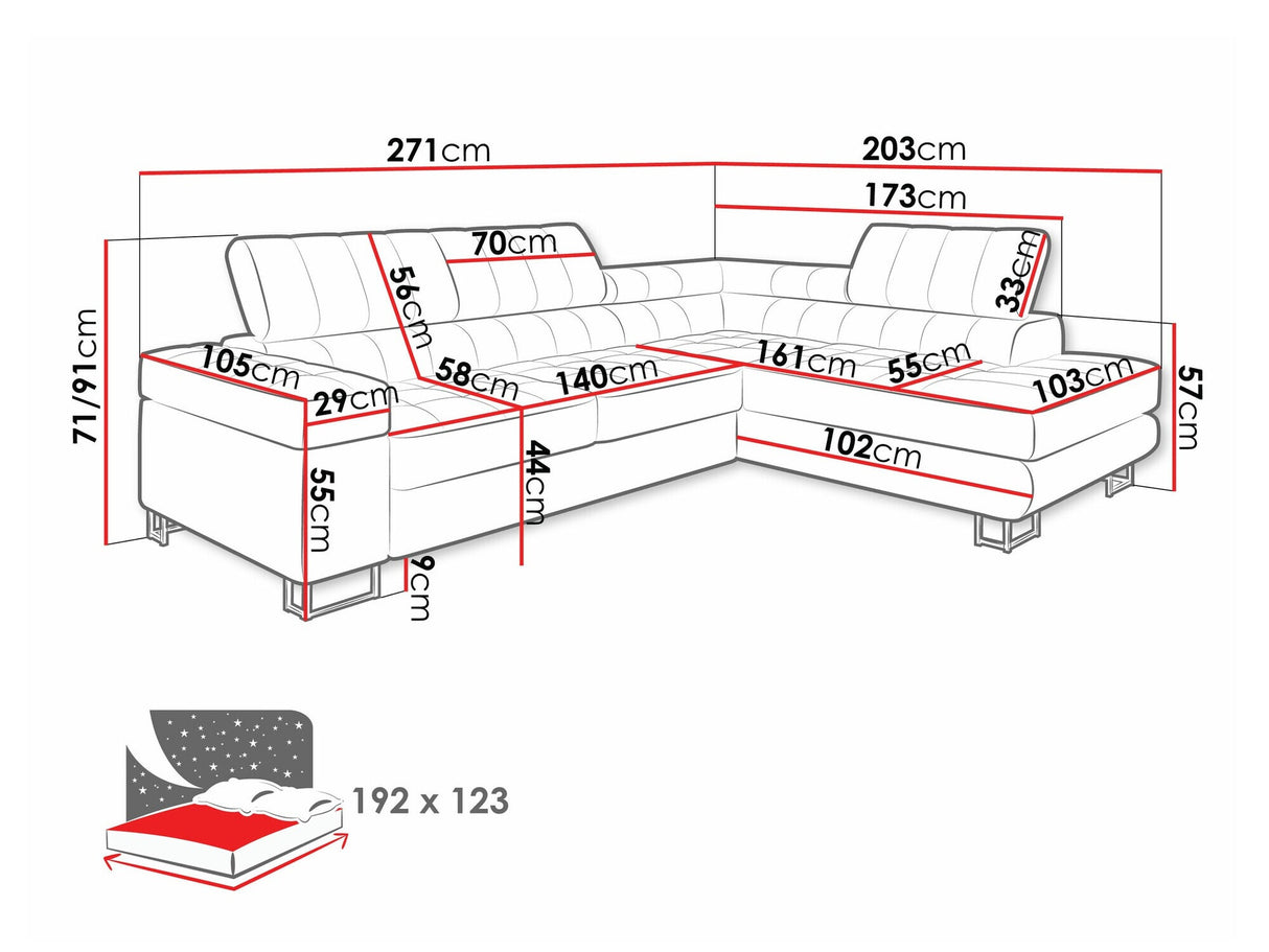 Sarokkanapé Laris (Wales), Szín: Wave 05, Változatok: Jobbos
