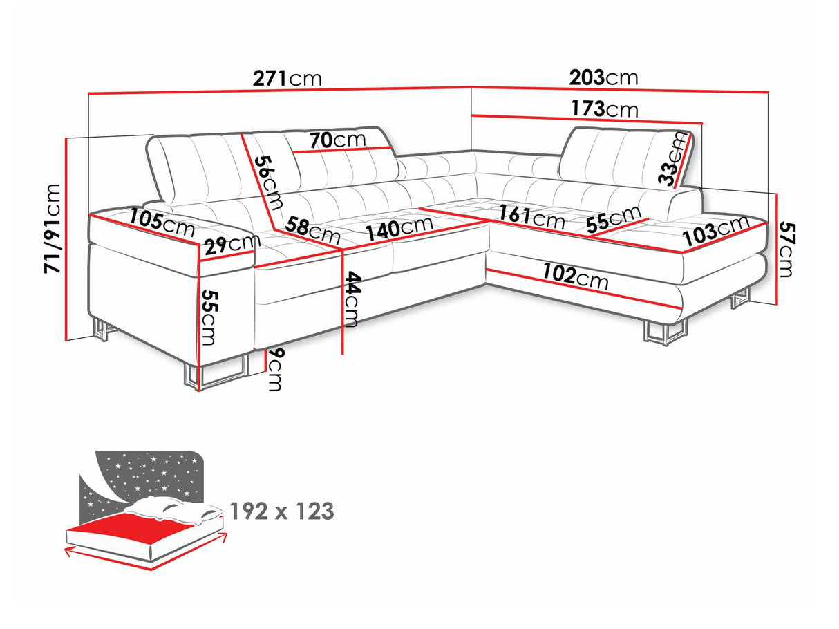 Sarokkanapé Laris (Wales), Szín: Coral 75, Változatok: Jobbos