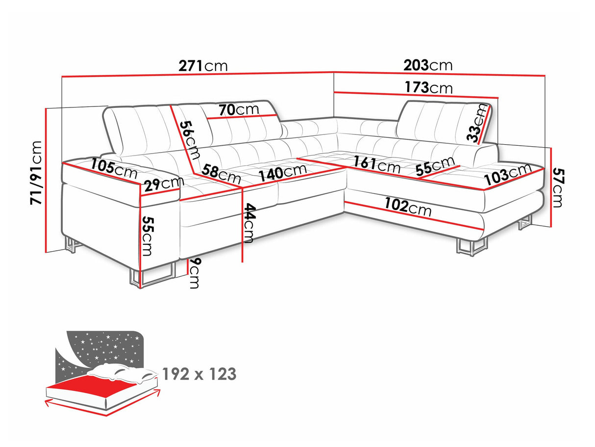 Sarokkanapé Laris (Wales), Szín: Coral 45, Változatok: Balos