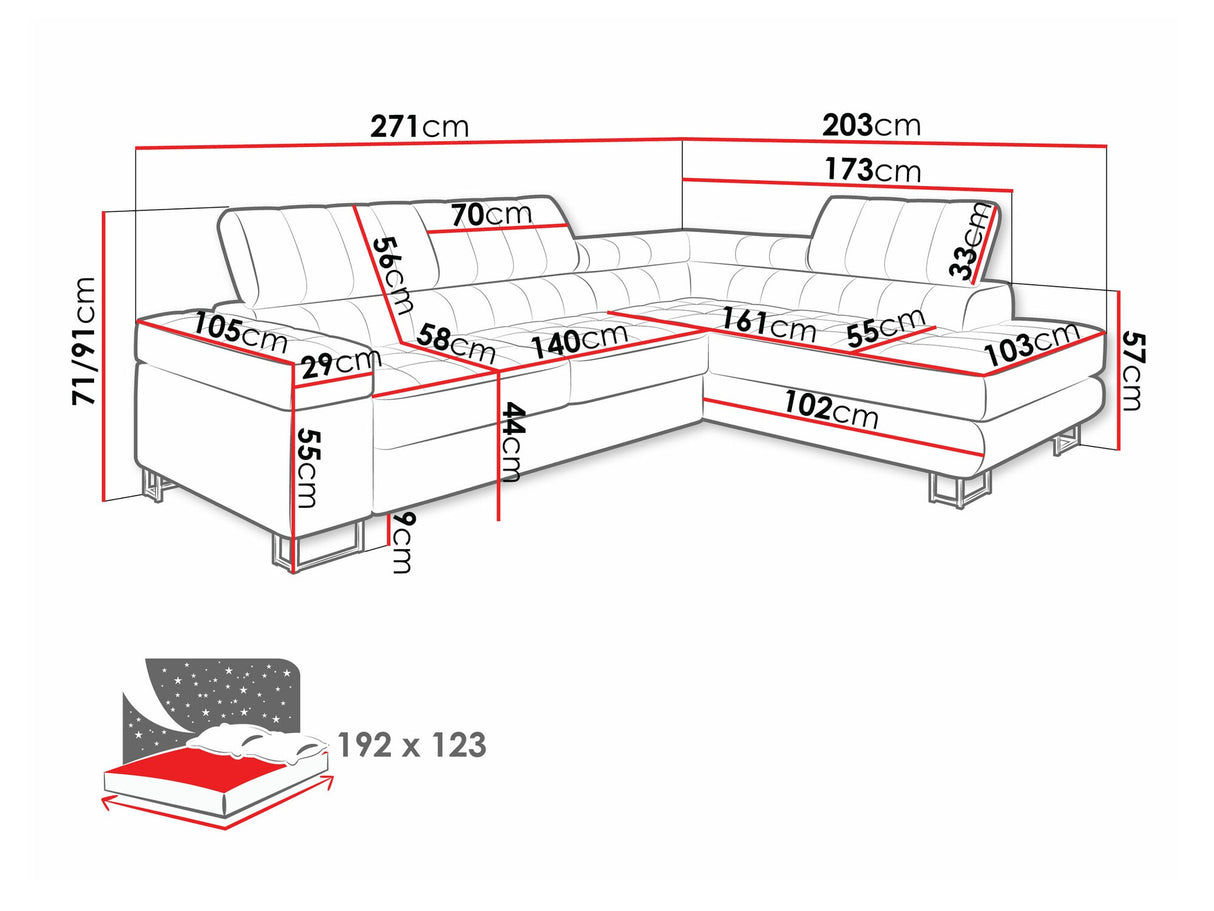 Sarokkanapé Laris (Wales), Szín: Coral 45, Változatok: Jobbos