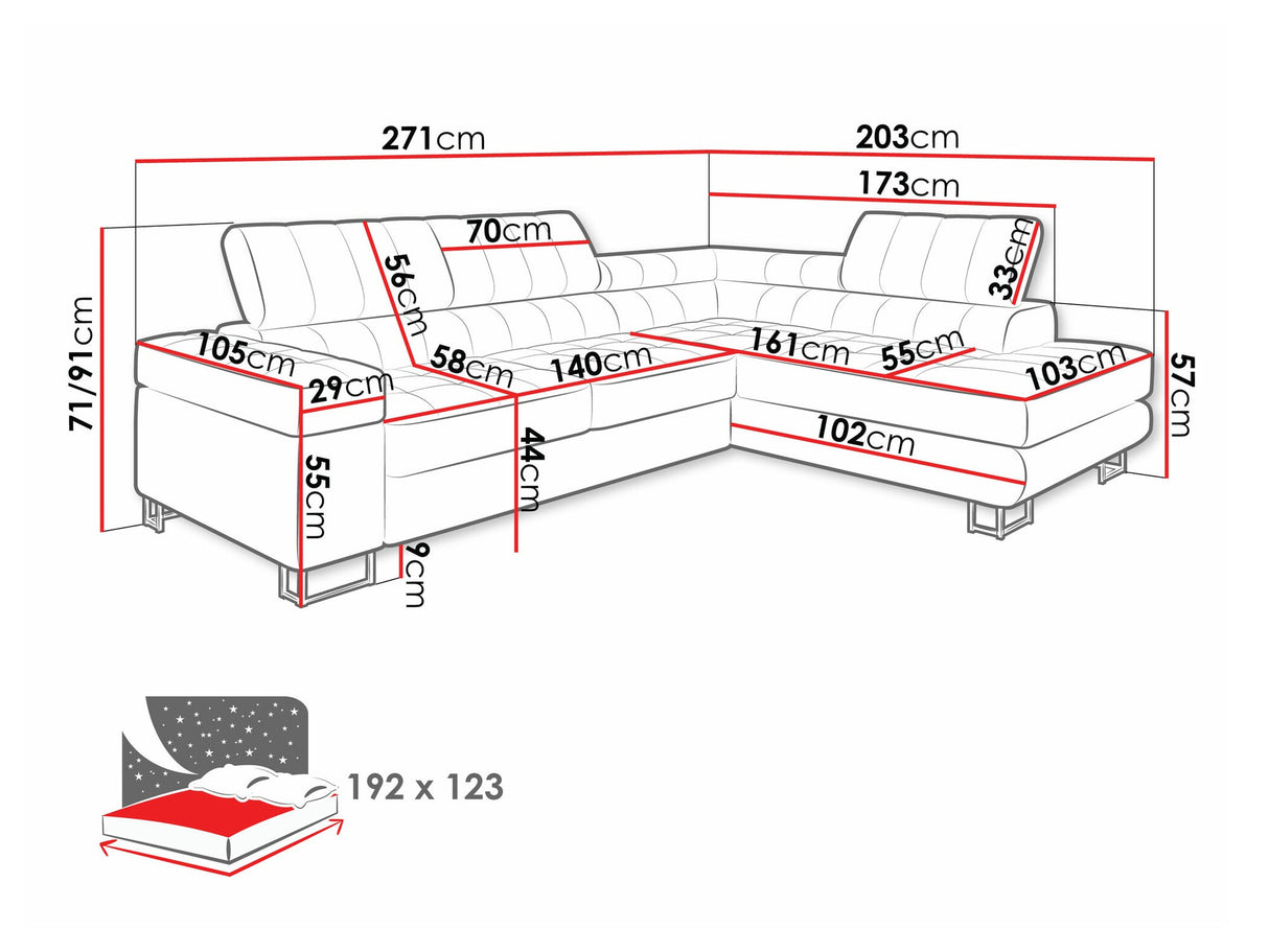 Sarokkanapé Laris (Wales), Szín: Flow 06, Változatok: Jobbos