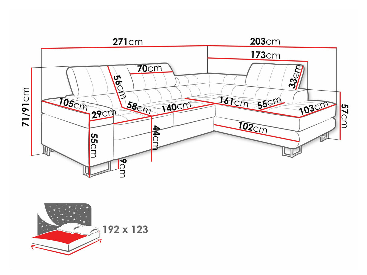 Sarokkanapé Laris (Wales), Szín: Coral 65, Változatok: Jobbos