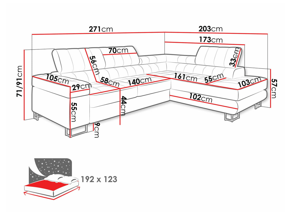 Sarokkanapé Laris (Wales), Szín: Clara 215.02, Változatok: Balos