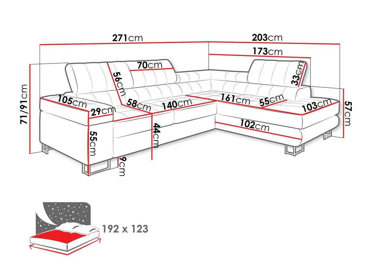 Sarokkanapé Laris (Wales), Szín: Clara 215.02, Változatok: Jobbos