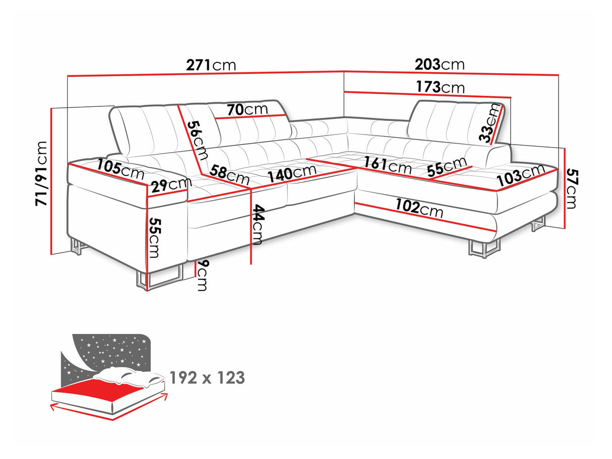 Sarokkanapé Laris (Wales), Szín: Matana 17, Változatok: Balos