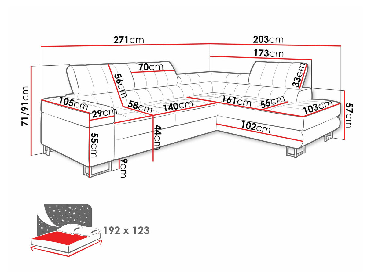 Sarokkanapé Laris (Wales), Szín: Matana 17, Változatok: Jobbos