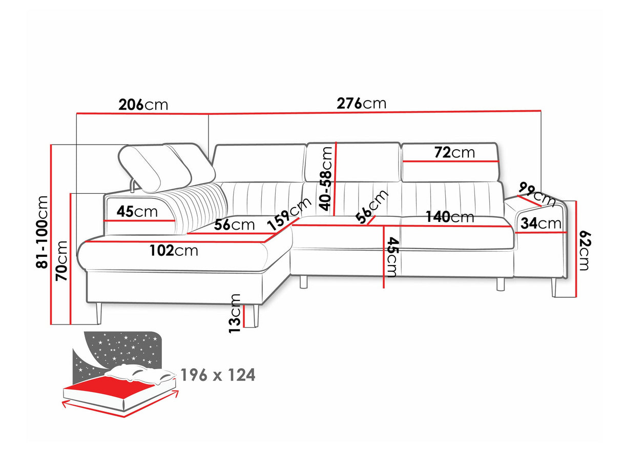 Sarokkanapé Narożnik KADURIN F, Szín: Wave 15, Változatok: Balos