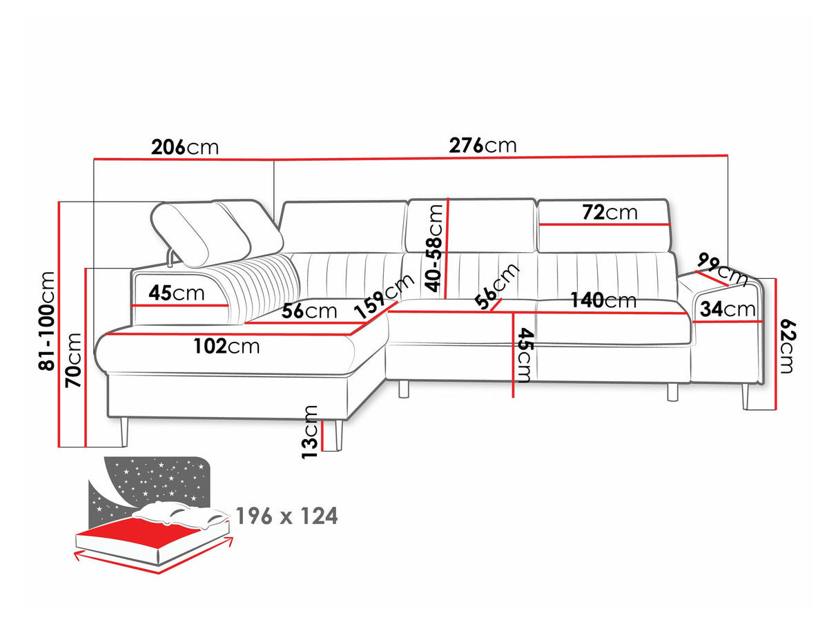 Sarokkanapé Narożnik KADURIN F, Szín: Wave 15, Változatok: Jobbos