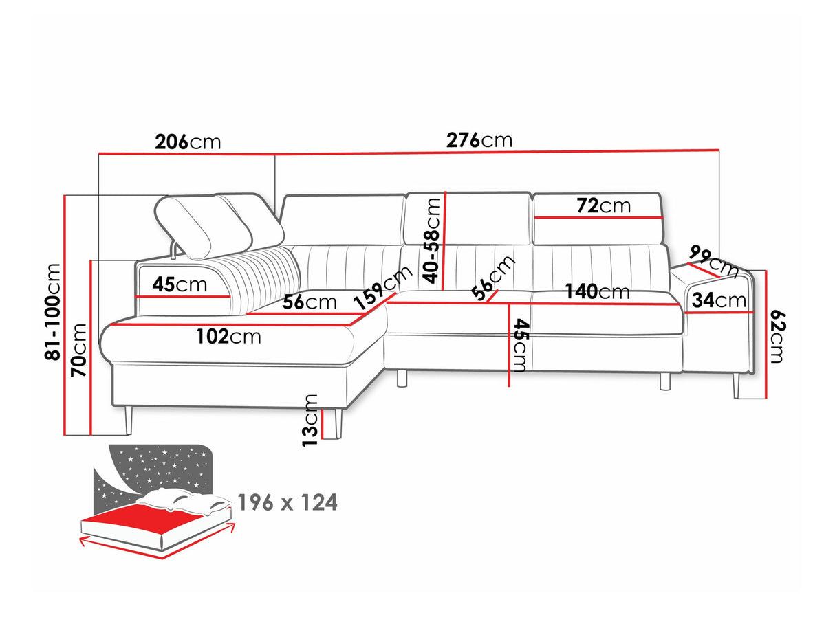 Sarokkanapé Narożnik KADURIN F, Szín: Wave 05, Változatok: Balos