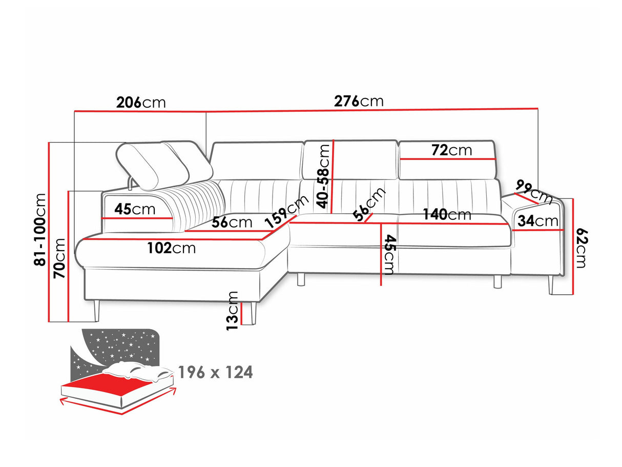 Sarokkanapé Narożnik KADURIN F, Szín: Wave 05, Változatok: Jobbos