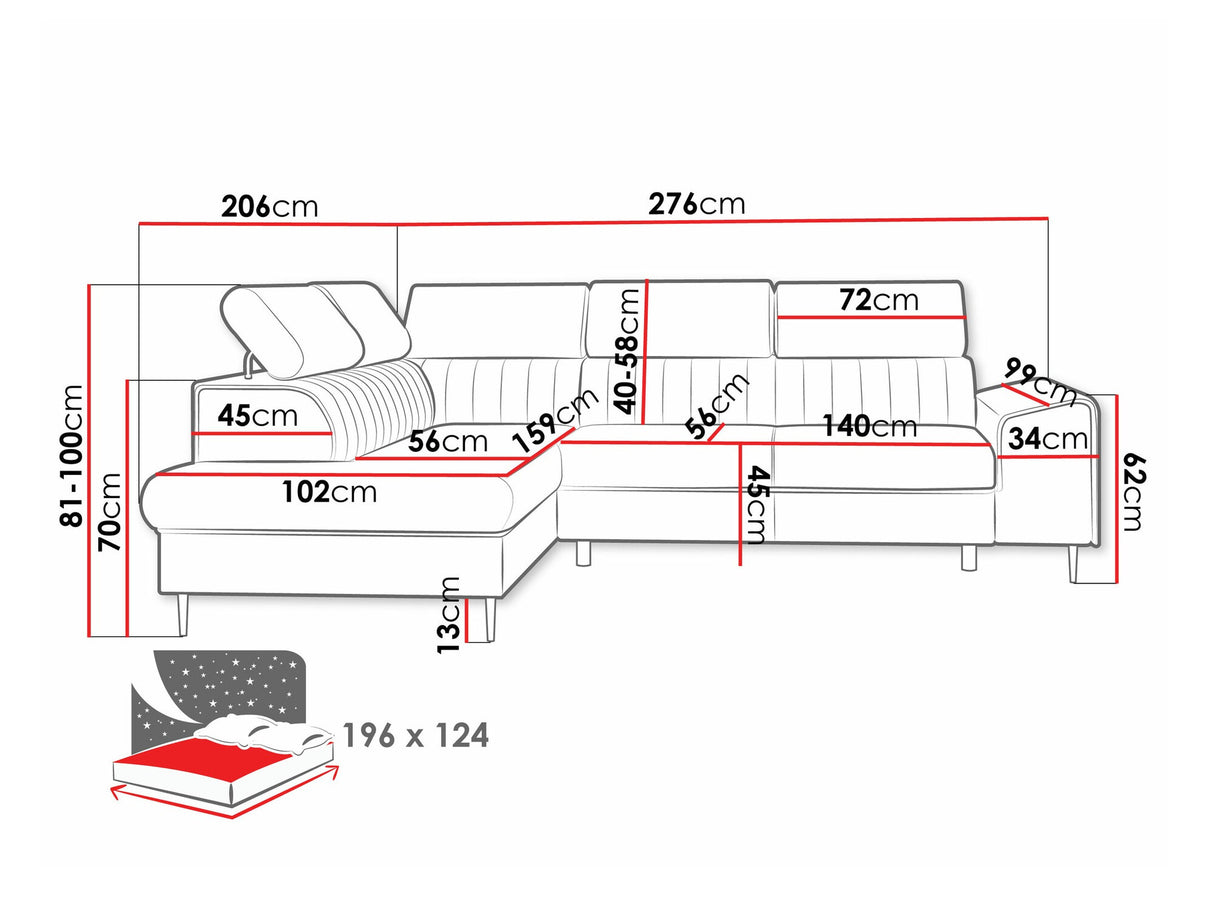 Sarokkanapé Narożnik KADURIN F, Szín: Clara 215.03, Változatok: Balos