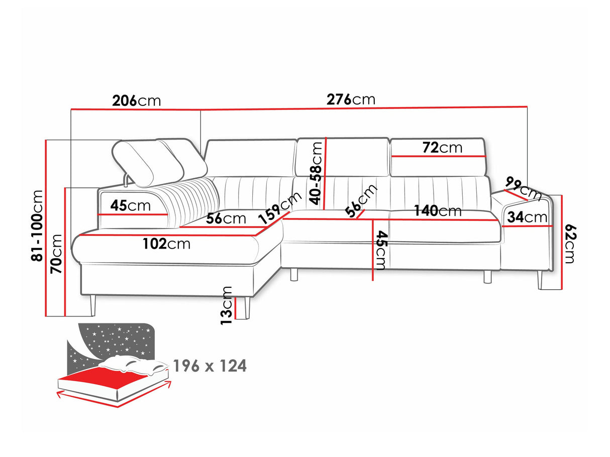 Sarokkanapé Narożnik KADURIN F, Szín: Magic Velvet 2219, Változatok: Balos