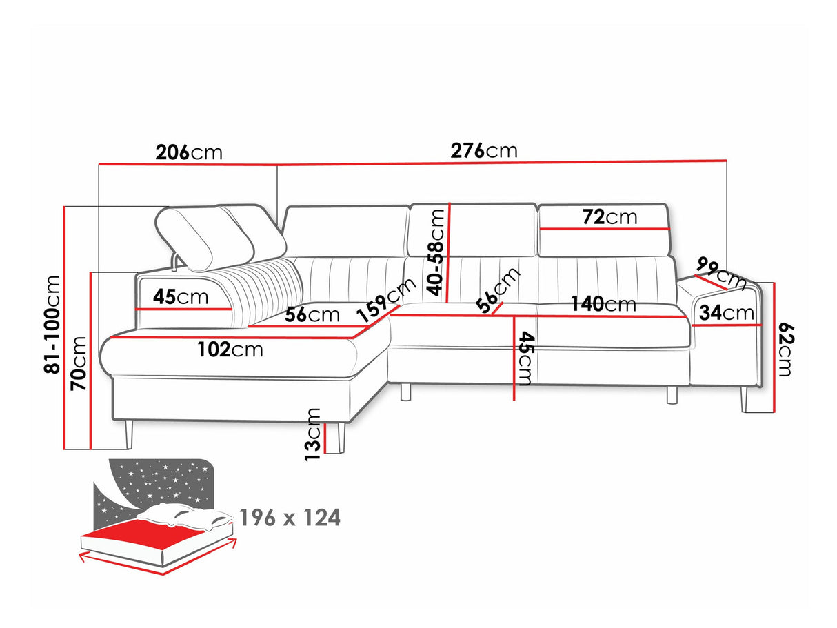 Sarokkanapé Narożnik KADURIN F, Szín: Magic Velvet 2219, Változatok: Jobbos