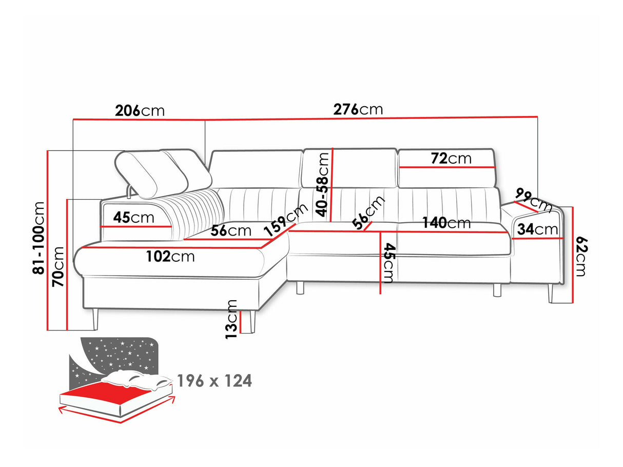 Sarokkanapé Narożnik KADURIN F, Szín: Kronos 09, Változatok: Balos