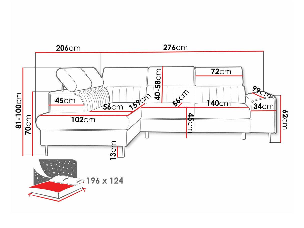 Sarokkanapé Narożnik KADURIN F, Szín: Flow 06, Változatok: Balos