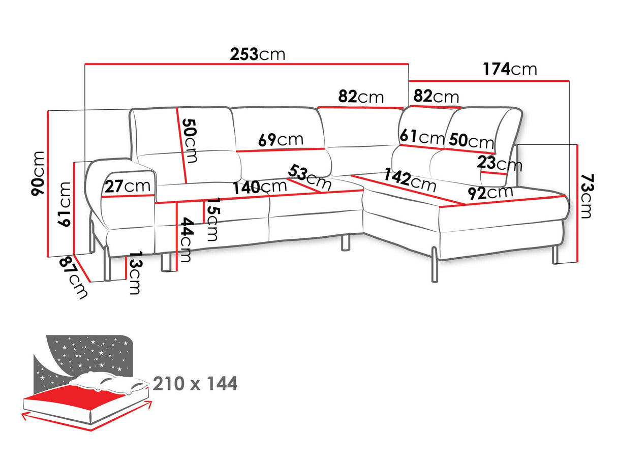 Sarokkanapé Narożnik CLINTON, Szín: Velo 633, Változatok: Jobbos