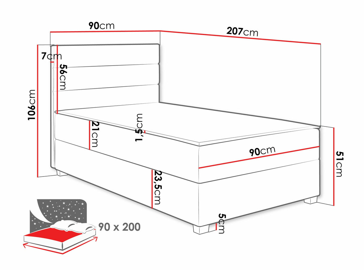 Kontinentális ágy Łóżko kontynentalne ELEN, Szín: Manila 02, Alvó felület mérete: 90 x 200 cm