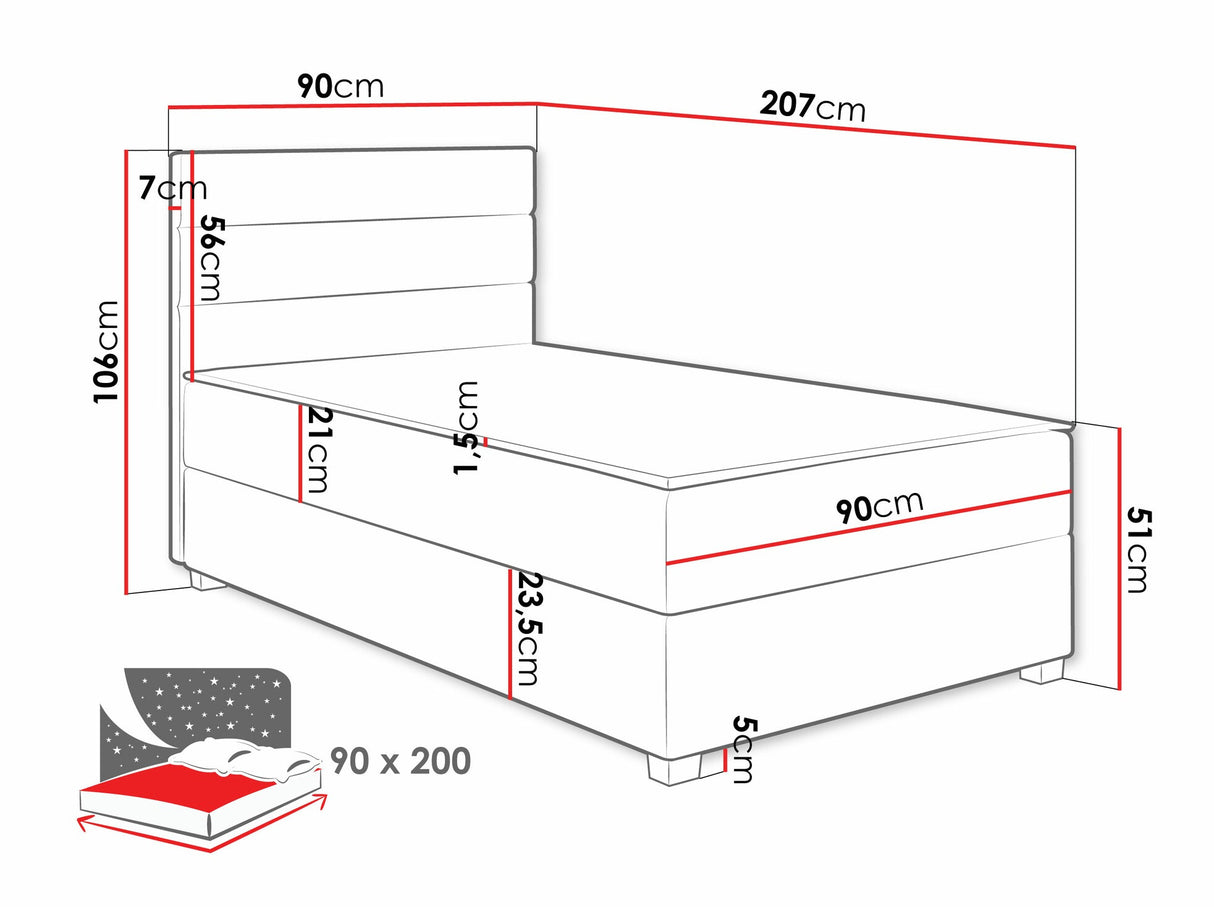 Kontinentális ágy Łóżko kontynentalne ELEN, Szín: Manila 09, Alvó felület mérete: 90 x 200 cm