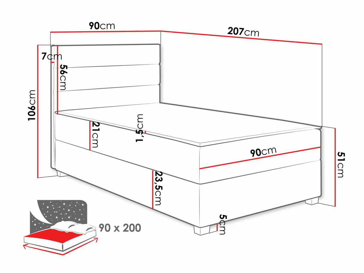Kontinentális ágy Łóżko kontynentalne ELEN, Szín: Manila 14, Alvó felület mérete: 90 x 200 cm
