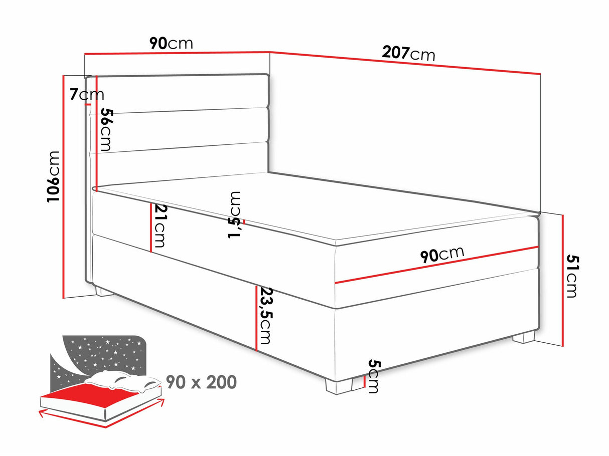 Kontinentális ágy Łóżko kontynentalne ELEN, Szín: Manila 16, Alvó felület mérete: 90 x 200 cm