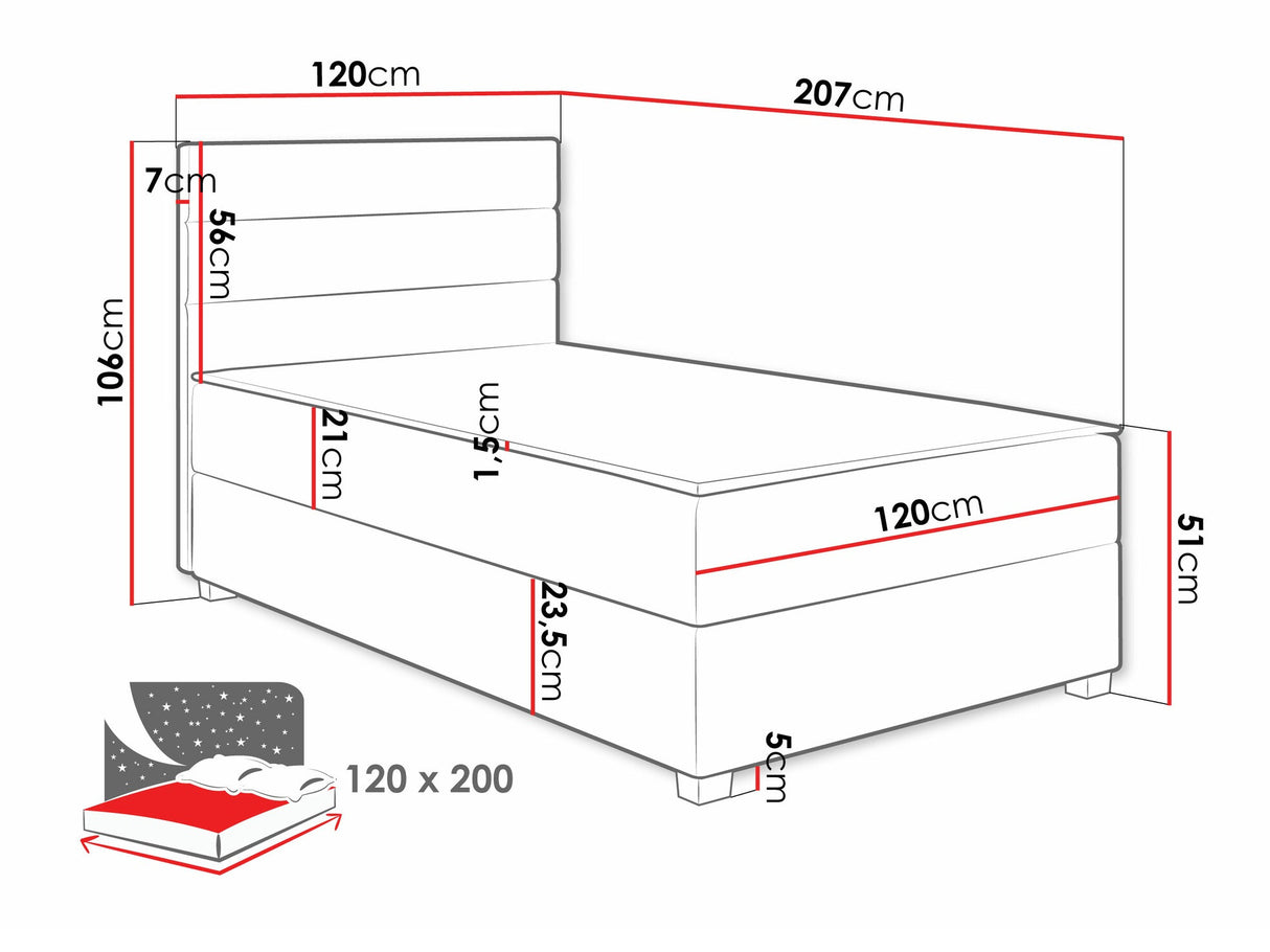 Kontinentális ágy Łóżko kontynentalne ELEN, Szín: Manila 02, Alvó felület mérete: 120 x 200 cm