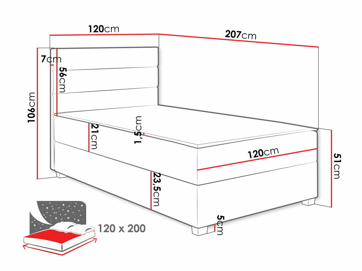 Kontinentális ágy Łóżko kontynentalne ELEN, Szín: Manila 16, Alvó felület mérete: 120 x 200 cm
