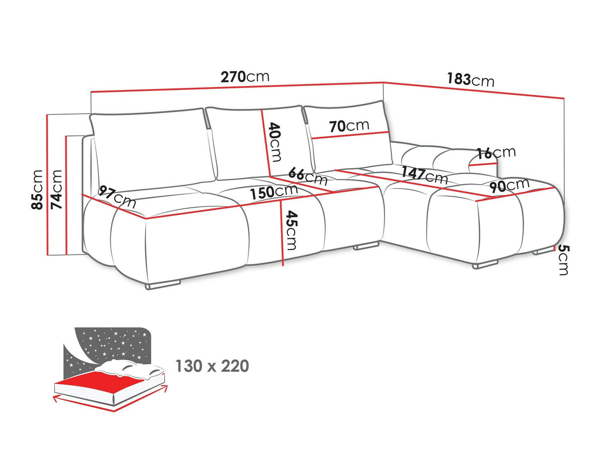 Sarokkanapé Narożnik BESTII, Szín: Velo 621, Változatok: Balos