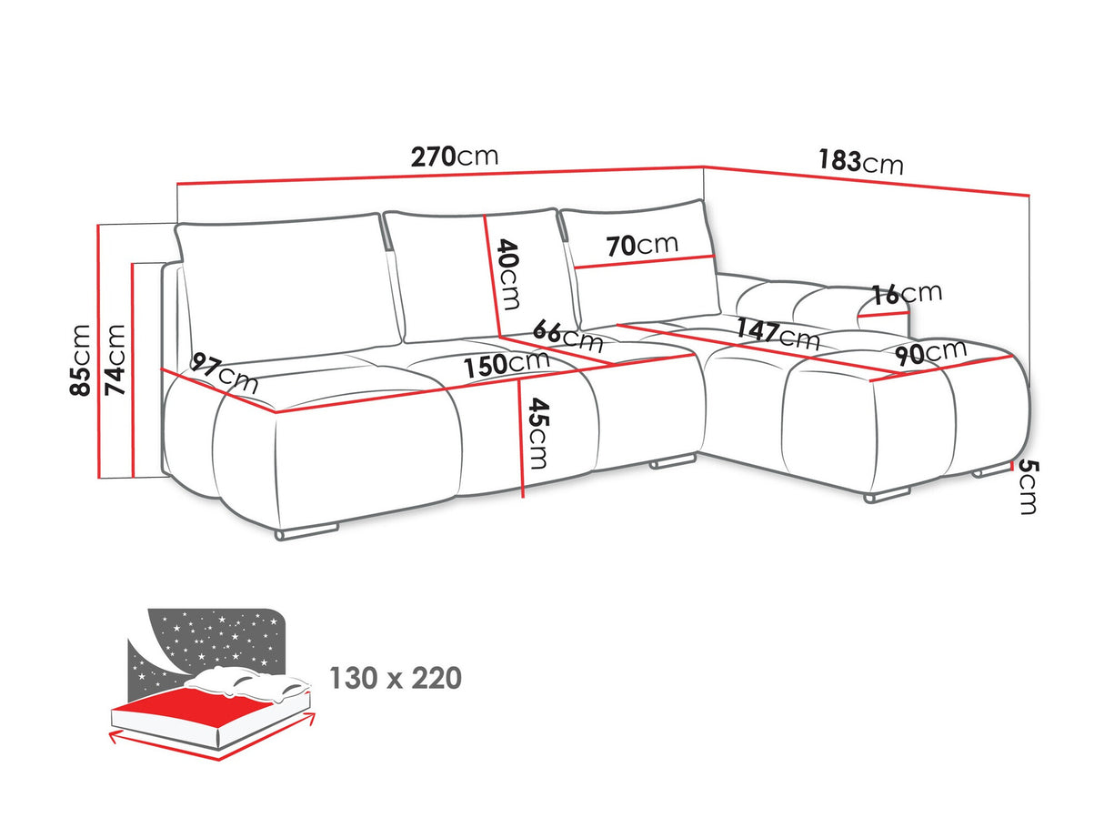 Sarokkanapé Narożnik BESTII, Szín: Velo 623, Változatok: Balos