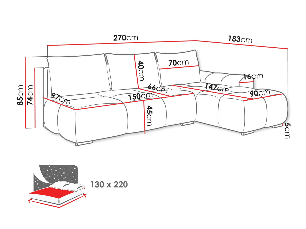 Sarokkanapé Narożnik BESTII, Szín: Velo 627, Változatok: Balos
