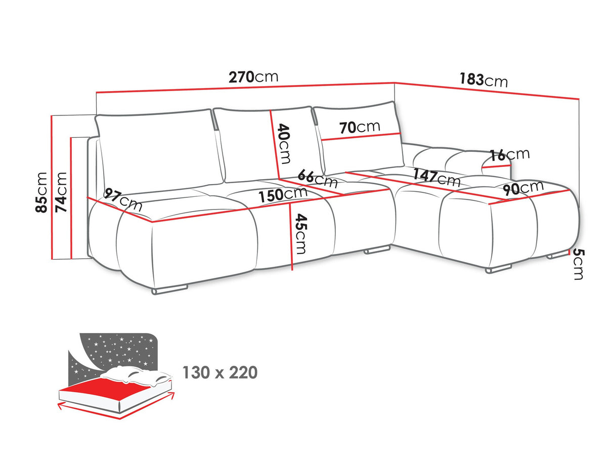 Sarokkanapé Narożnik BESTII, Szín: Velo 635, Változatok: Jobbos