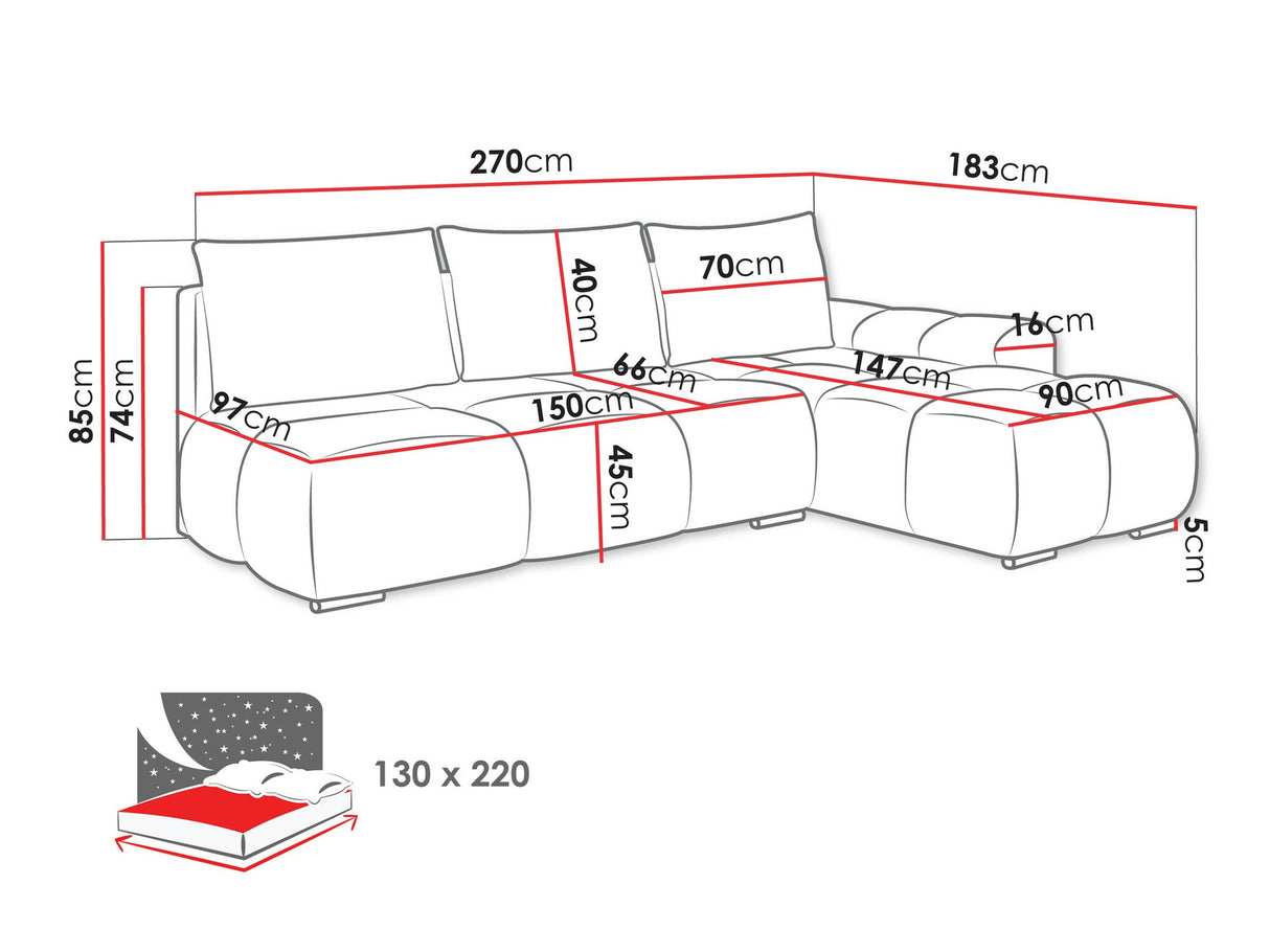 Sarokkanapé Narożnik BESTII, Szín: Velo 636, Változatok: Balos
