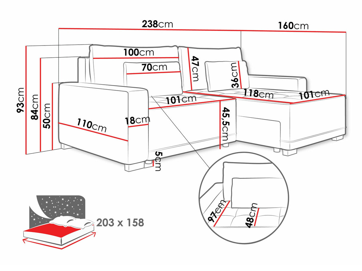 Sarokkanapé Narożnik ZEUS, Szín: Paros 02
