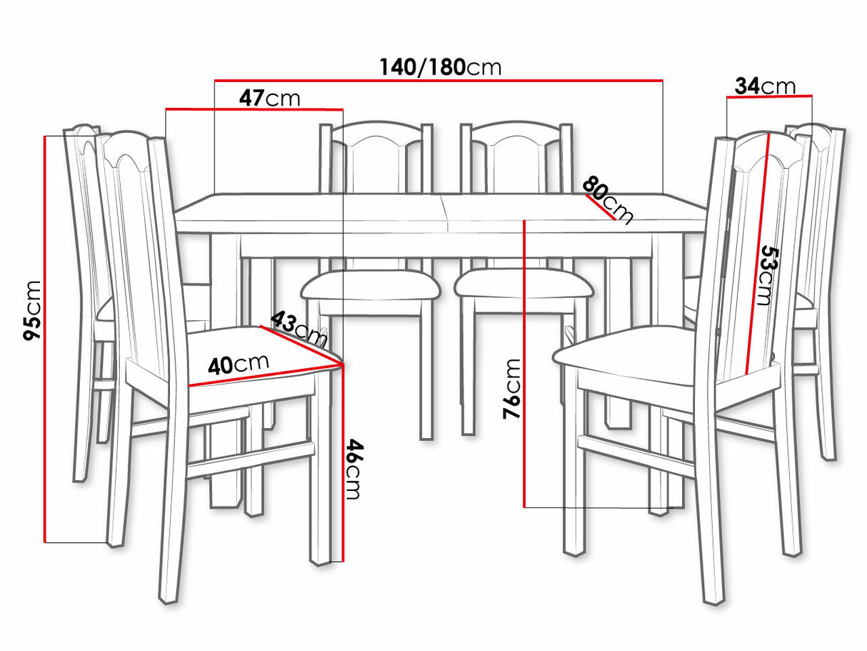 Étkezőgarnitúra 06 (WENUS 2 + BOS 7), Fa színe: Dió, Kárpit: Hygge 20