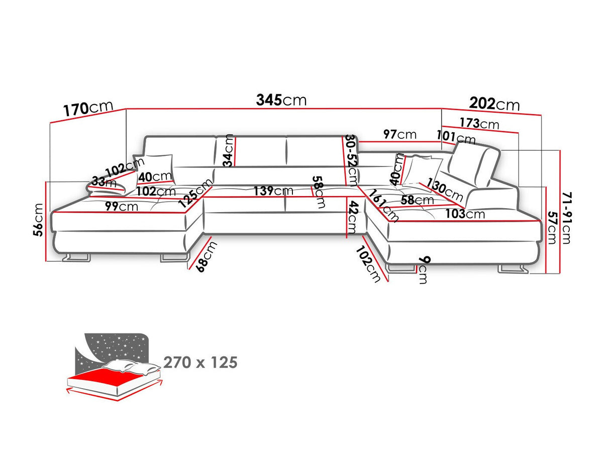 Sarokkanapé Kiságyere BIS (Alvin Bis), Szín: Kronos 19, Változatok: Balos