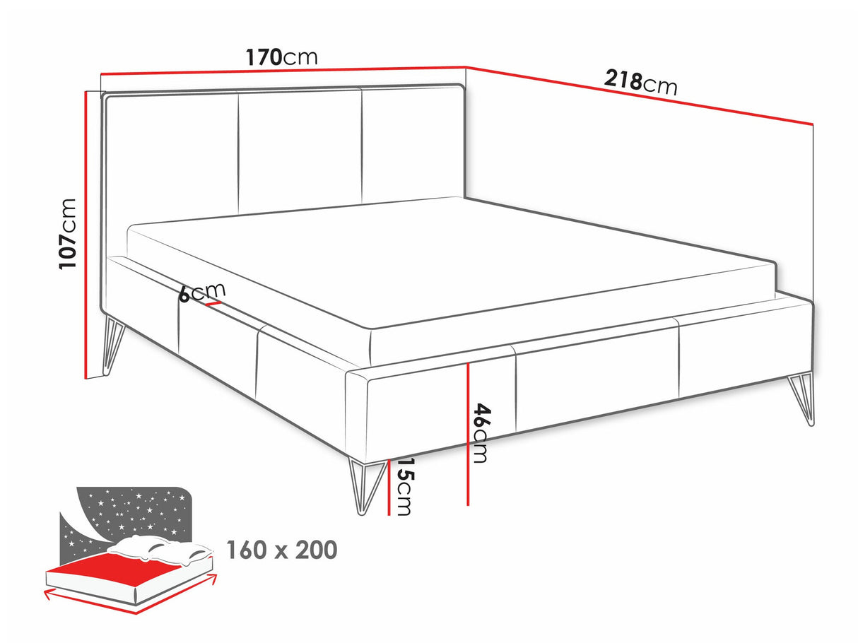Ágy Loren, Szín: Ruben 2104, Alvó felület mérete: 160 x 200 cm