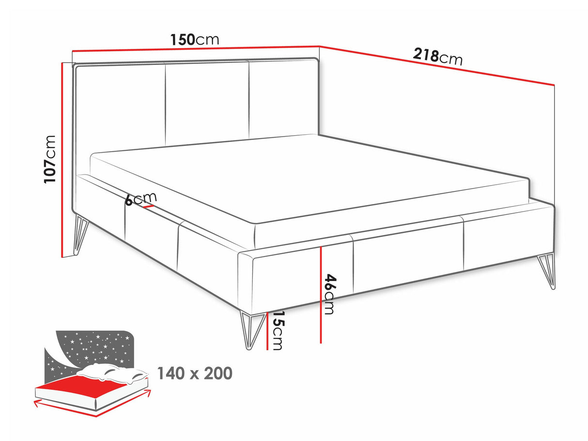 Ágy Loren, Szín: Ruben 2111, Alvó felület mérete: 140 x 200 cm