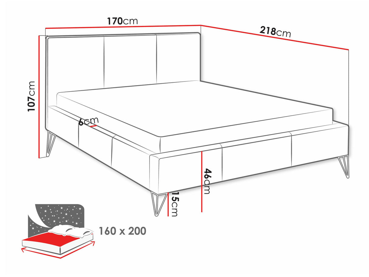 Ágy Loren, Szín: Ruben 2111, Alvó felület mérete: 160 x 200 cm