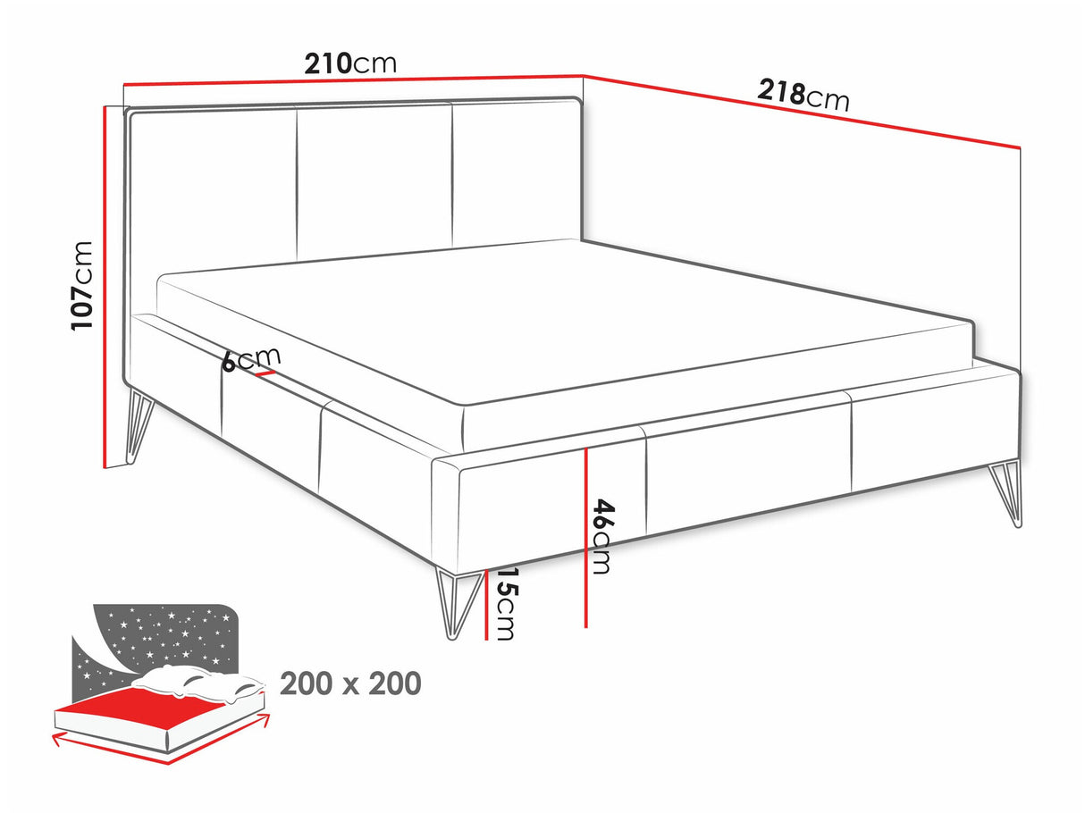 Ágy Loren, Szín: Ruben 2111, Alvó felület mérete: 200 x 200 cm