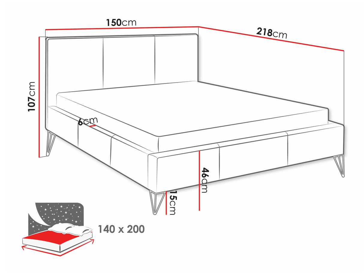 Ágy Loren, Szín: Ruben 2115, Alvó felület mérete: 140 x 200 cm