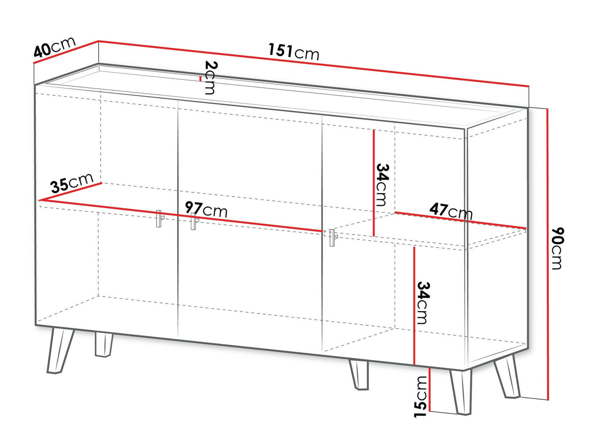 Szekrény Komoda VURKIZO 150 3D Dąb Cremona 5903211412318
