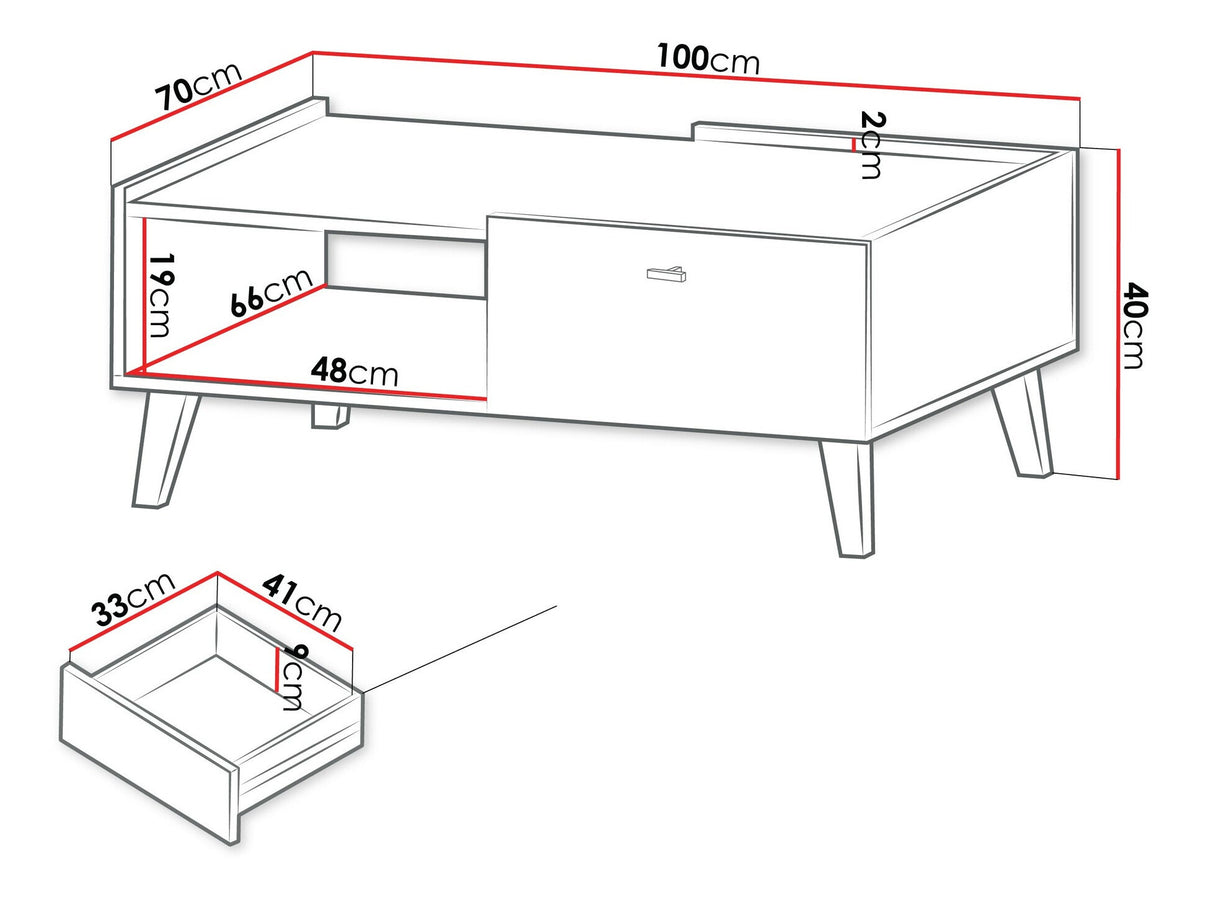 Dohányzóasztal Stolik kawowy VURKIZO 1SZ Dąb Cremona 5903211412325