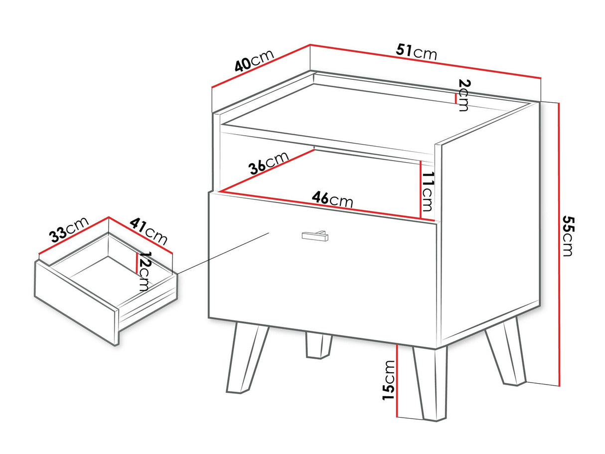 Éjjeliszekrény Stolik nemcny VURKIZO 1SZ Dąb Cremona 5903211412332