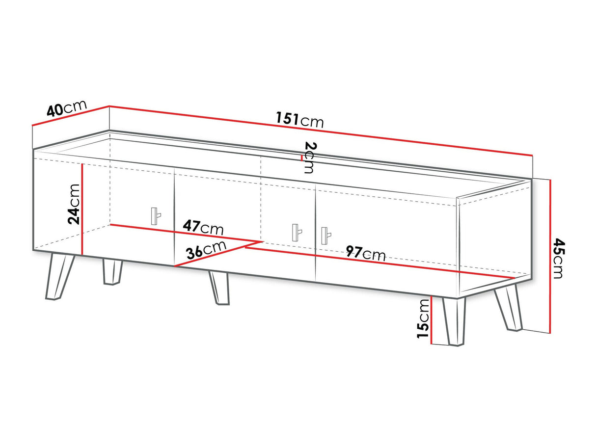 TV-állvány Szafka RTV VURKIZO 150 3D Dąb Cremona 5903211412349